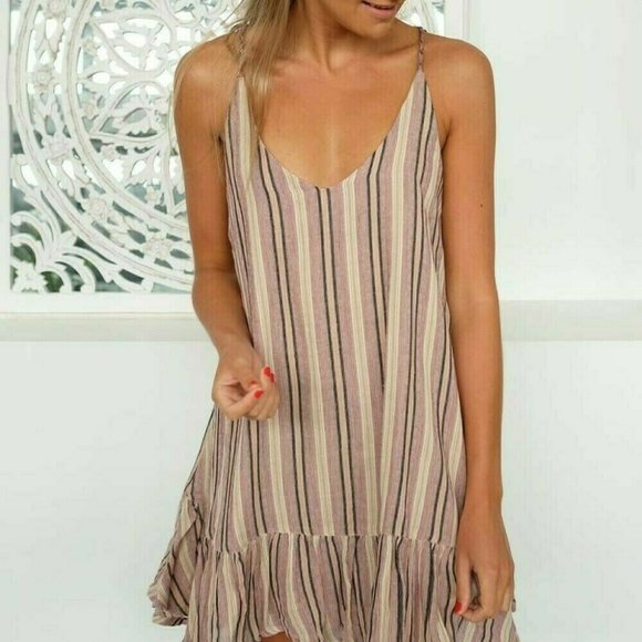 TIGERLILY Tami Cotton Stripe Ruffle Mini Slip Dress NWT RRP$129 - Picture 4 of 11